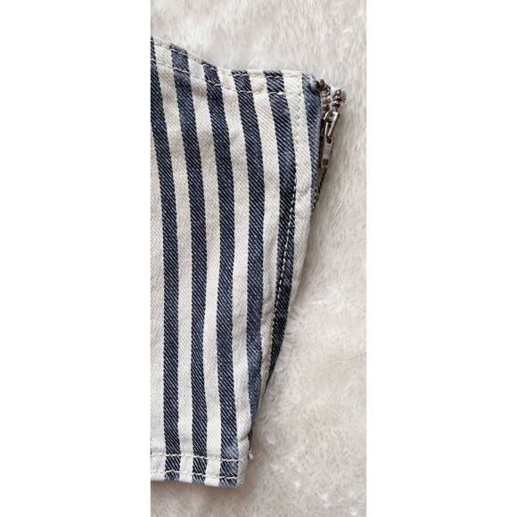 NWT Zara Blue & White Printed Striped Denim Crop Top, Size Small - Picture 12 of 15